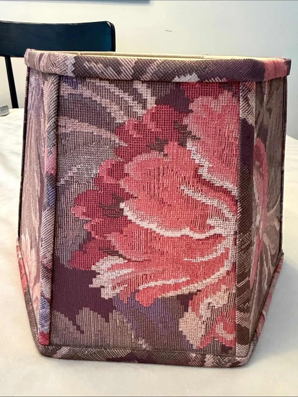 Vintage Floral Tapestry Hexagon Lamp Shade in Plum and Rose